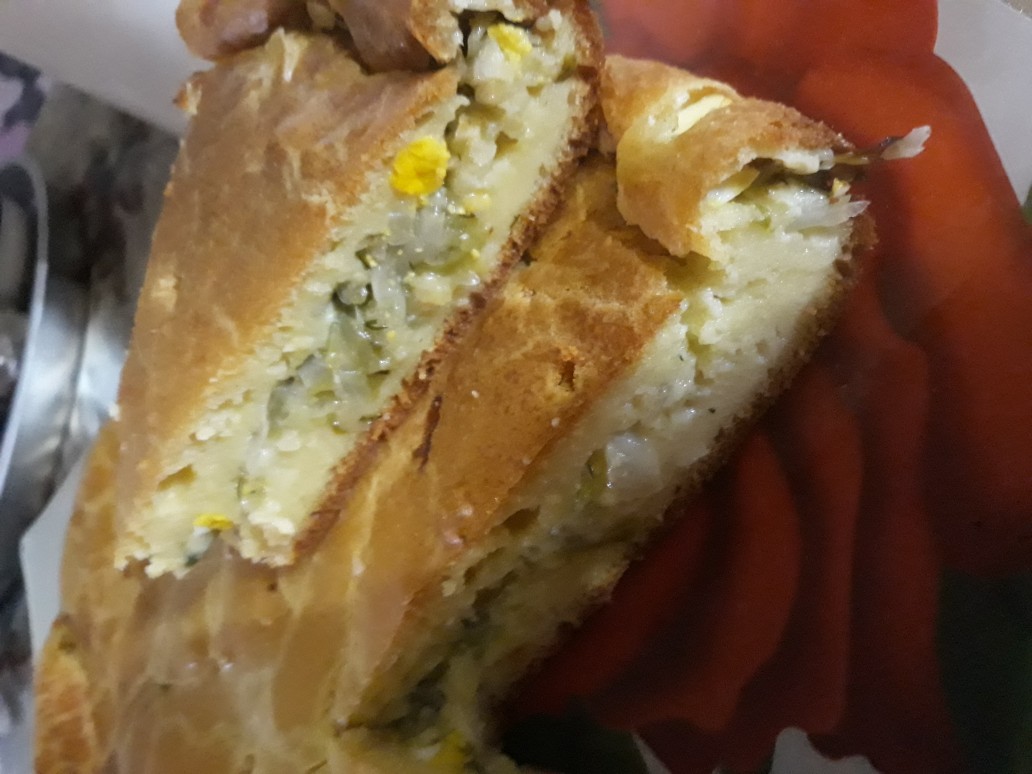 Пирог заливной «Нежный» с капустой и яйцом