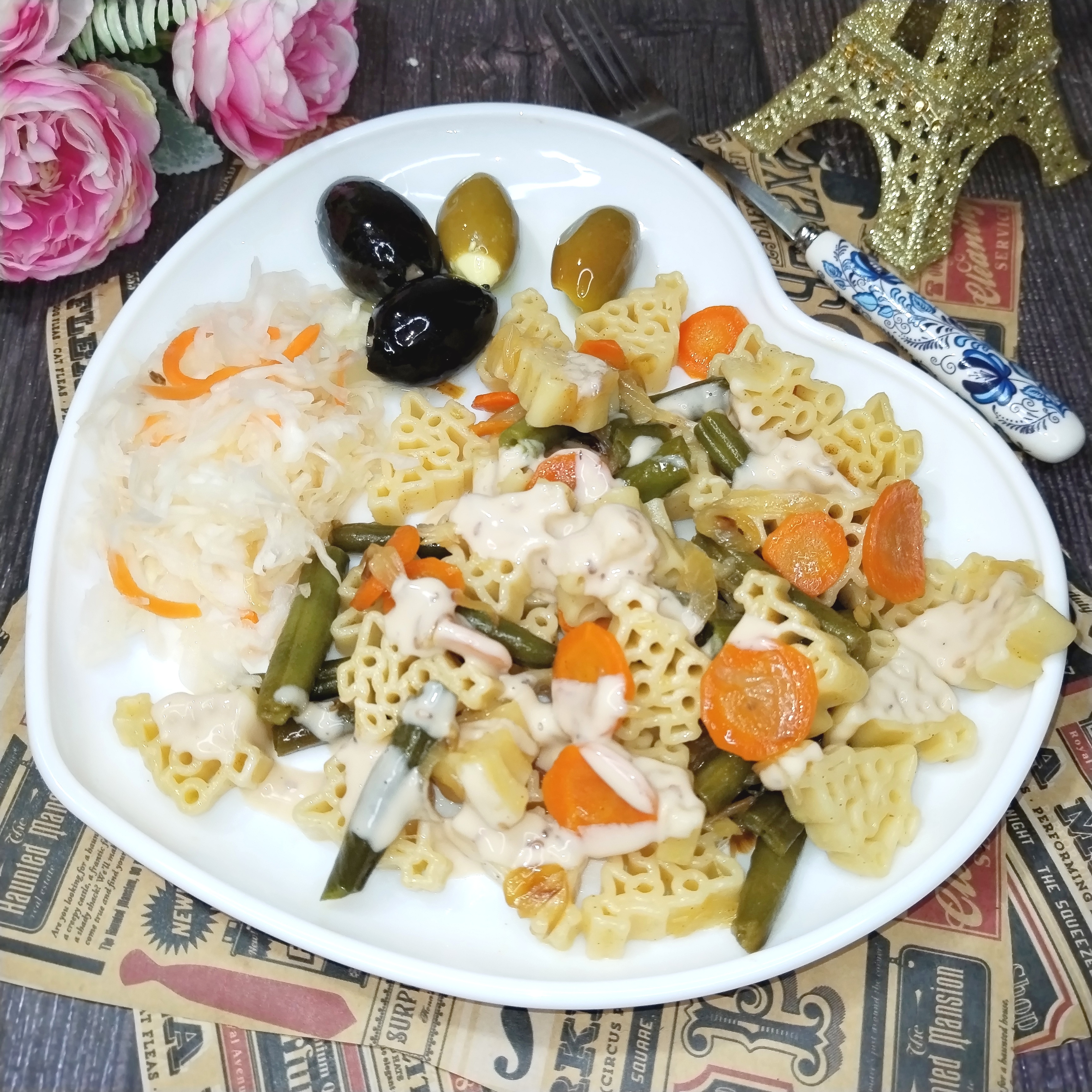 Макароны с томатами в сливках