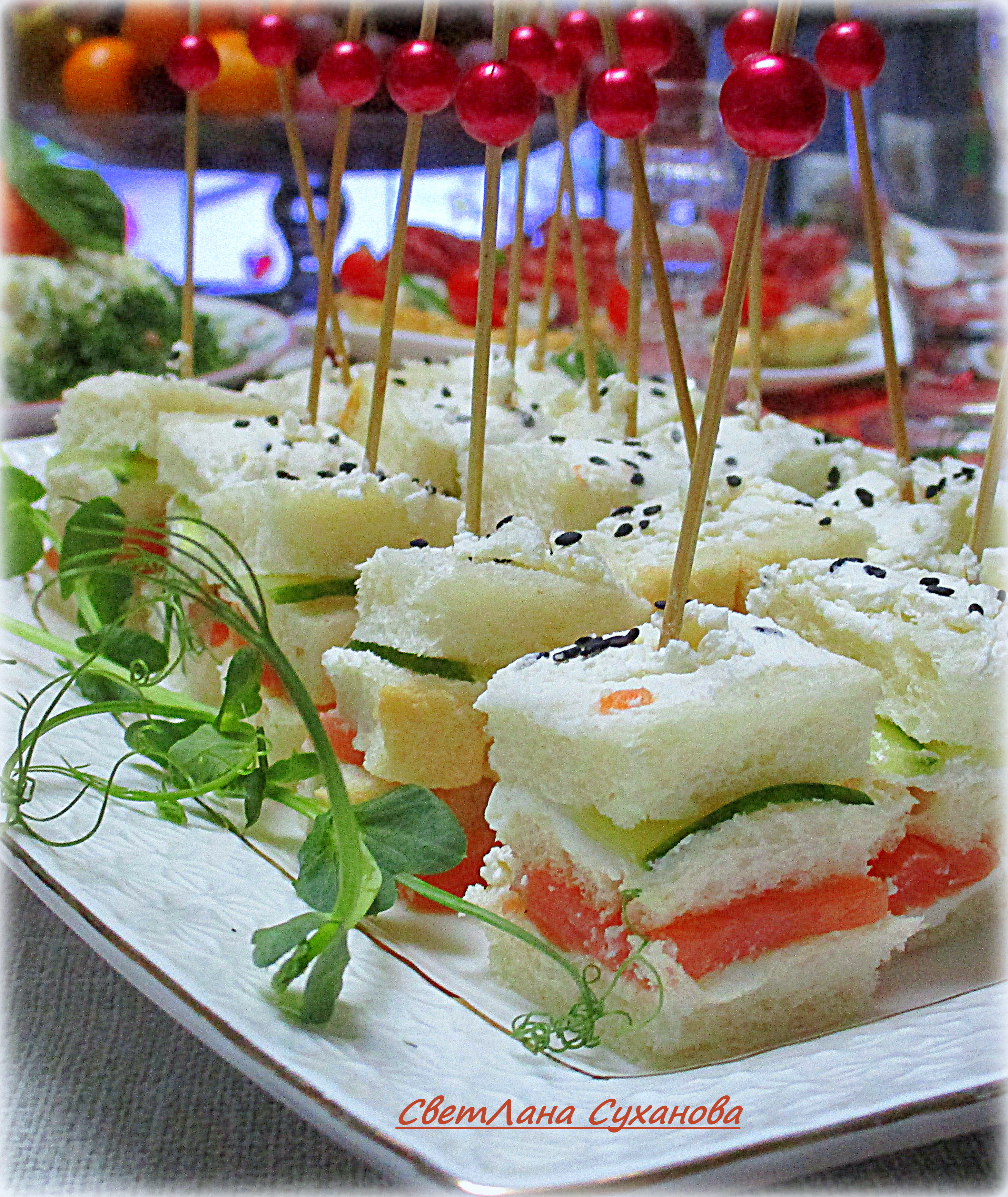 Канапе с красной рыбой. Канапе на новый год