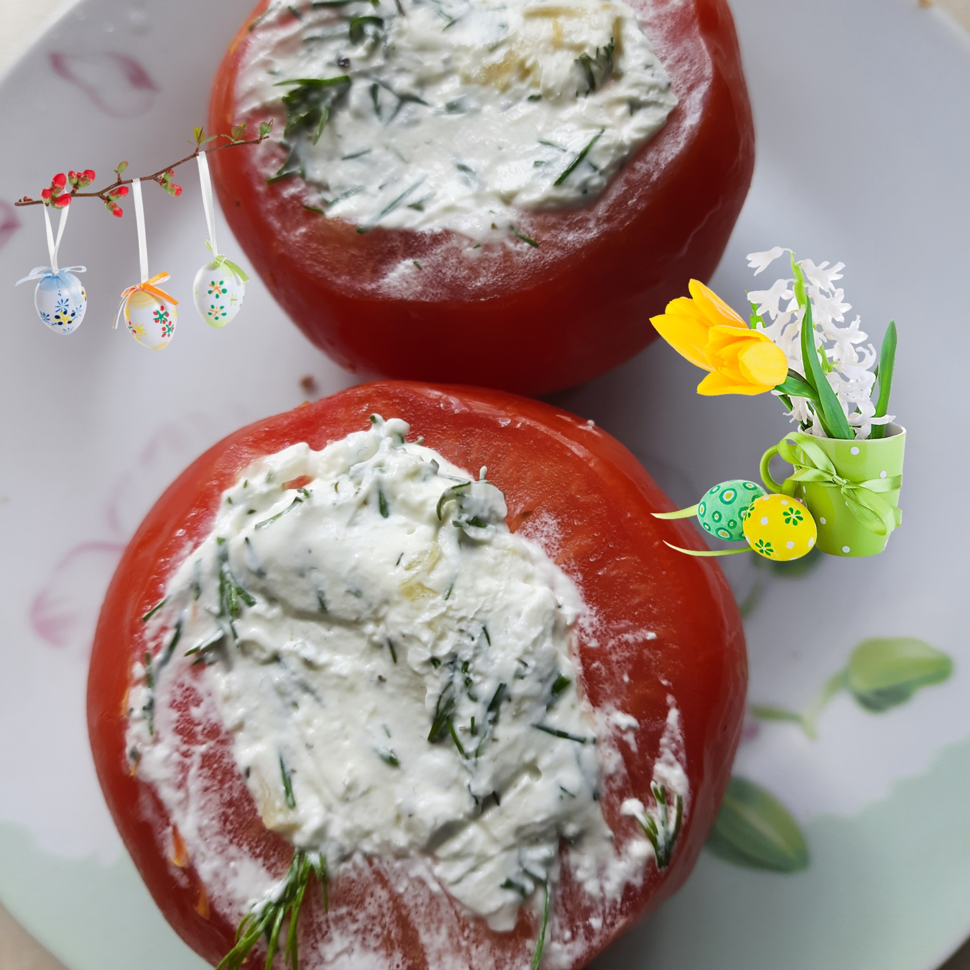 Помидоры, фаршированные сыром и чесноком🍅🍅🍅