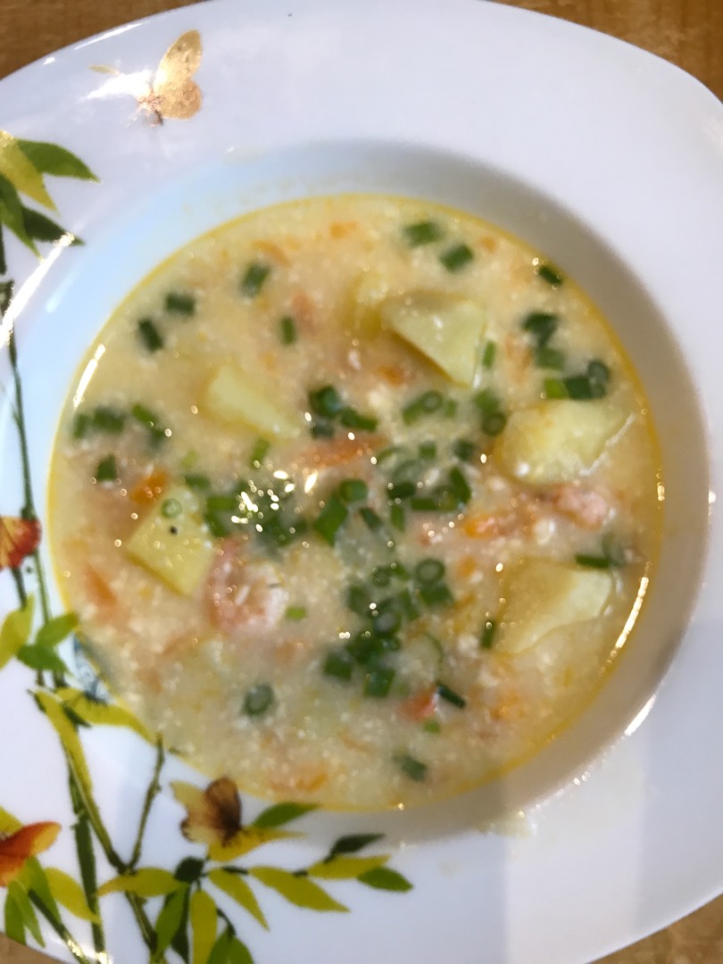 Суп сырный с креветками