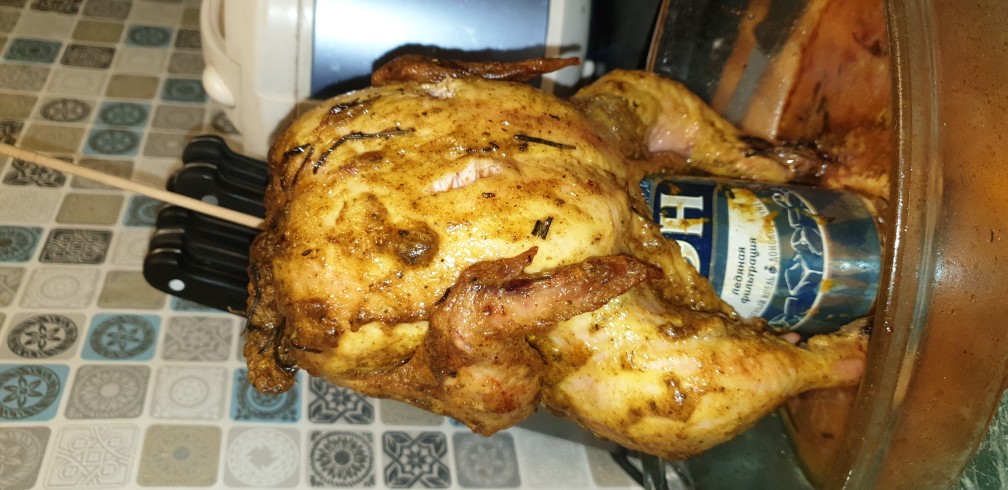 Курица на банке пива в духовке. Сооочное мясо!