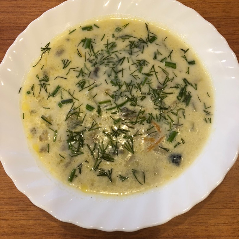Грибной суп с баклажанами