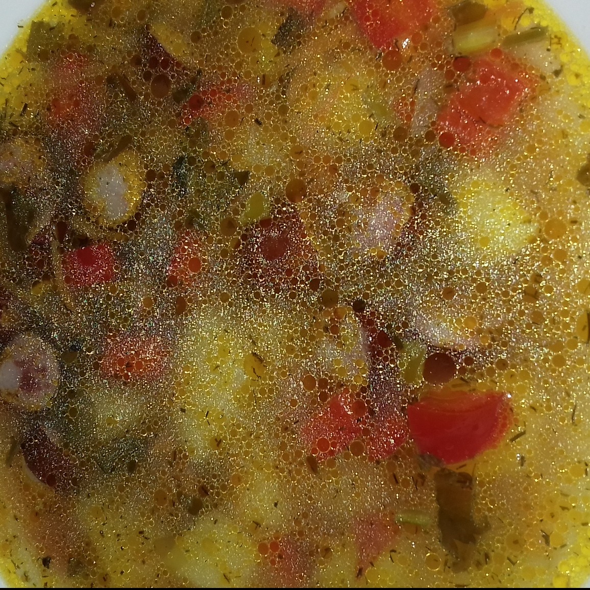 Суп с колбасками