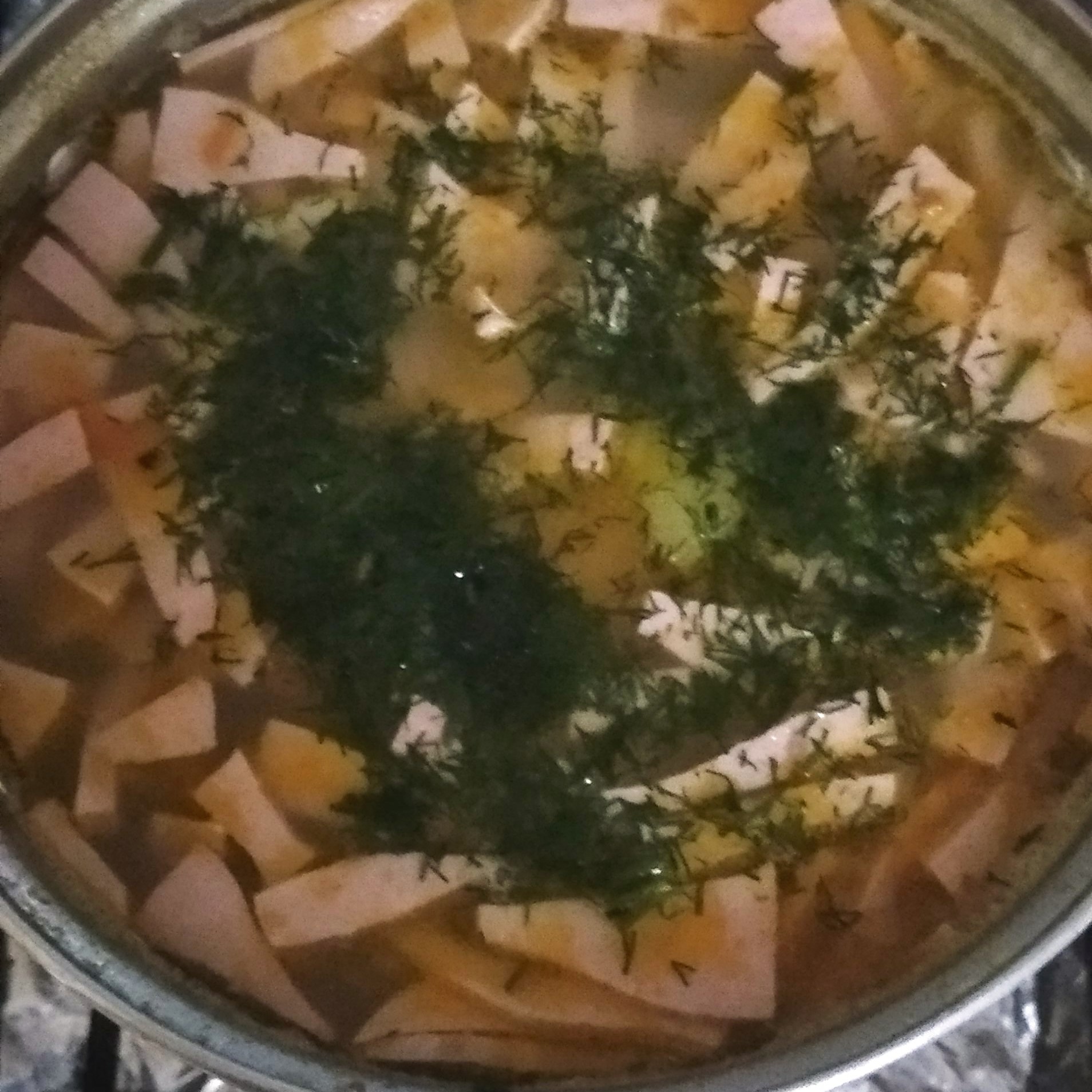 Суп гречневый с колбасой