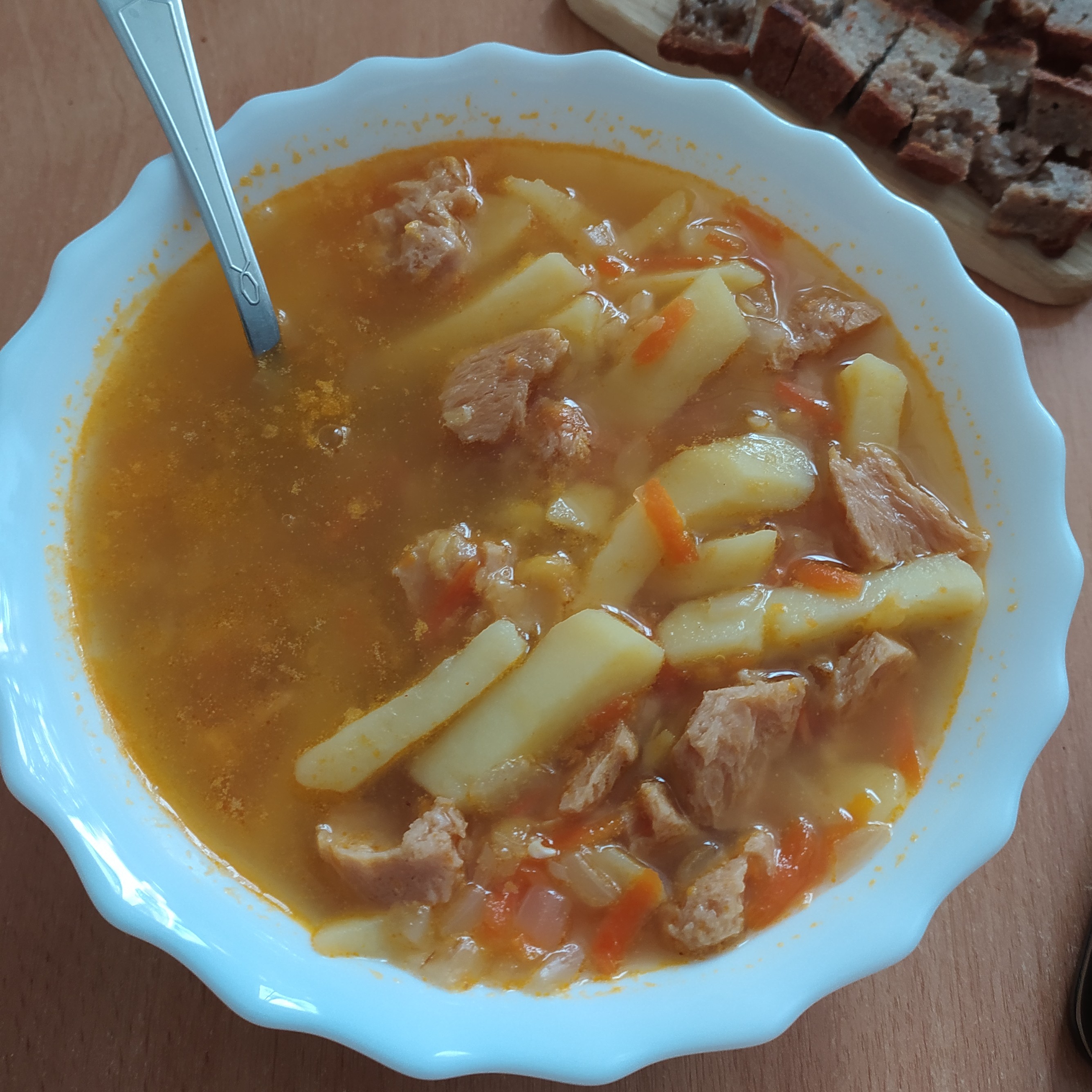 Гороховый суп с соевым мясом