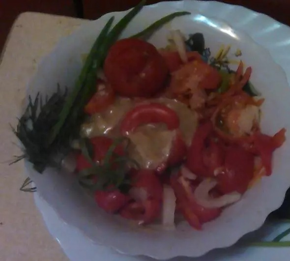 Салат из помидоров, перца и красного лука 🍅🌶🍋🥗