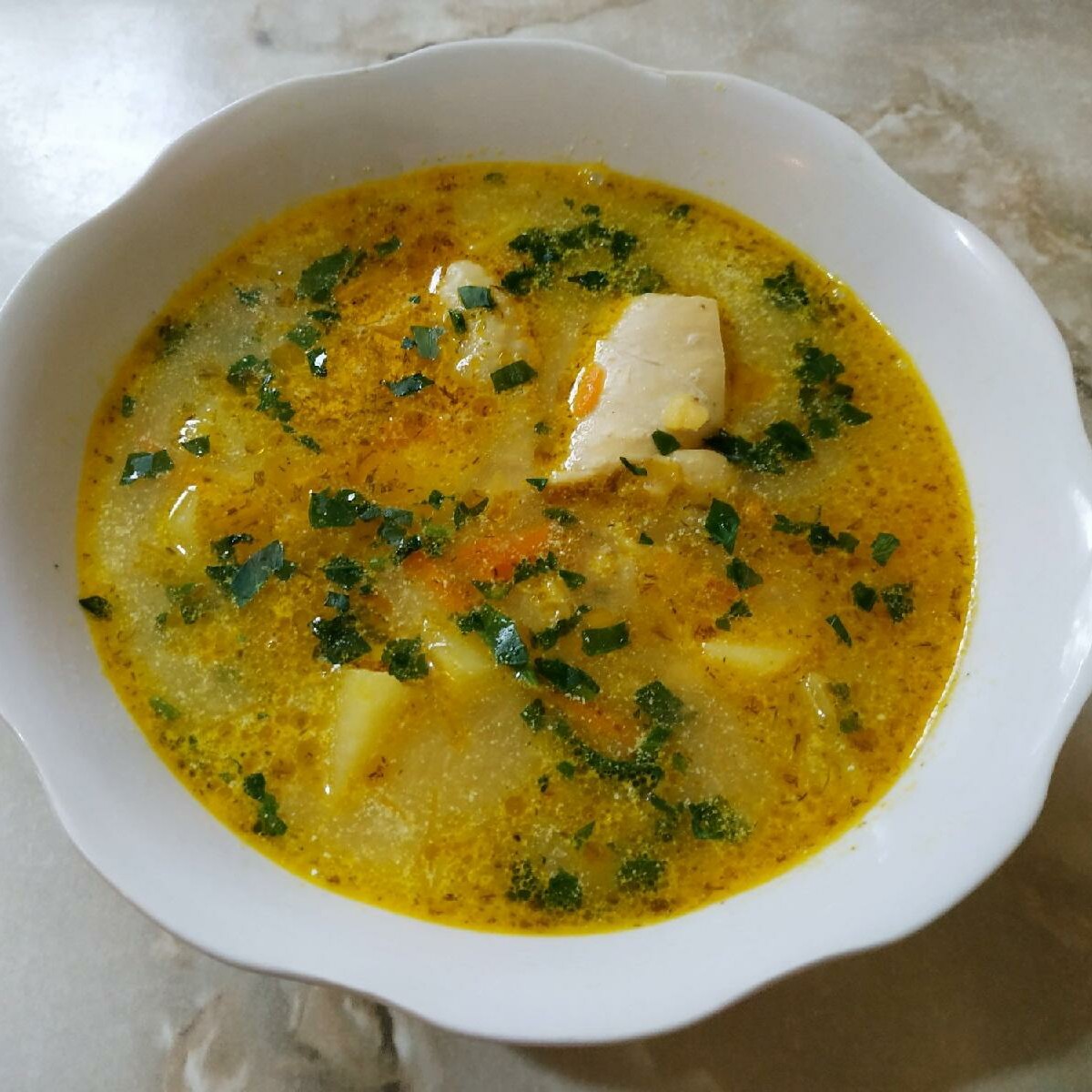 Сырный суп с чечевицей