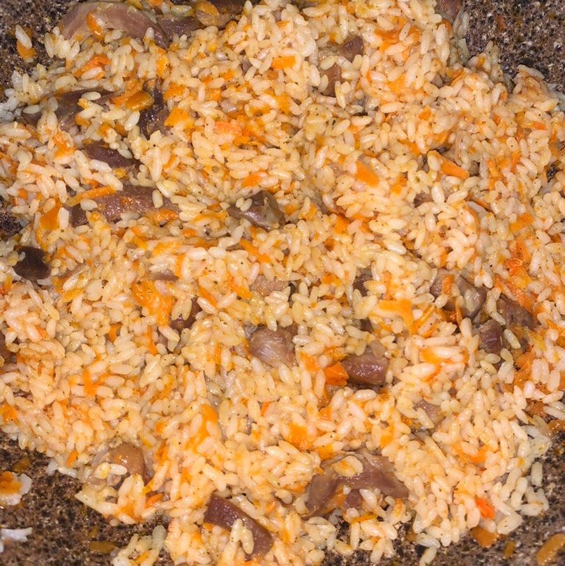 Рис тушёный с овощами и индейкой ПП