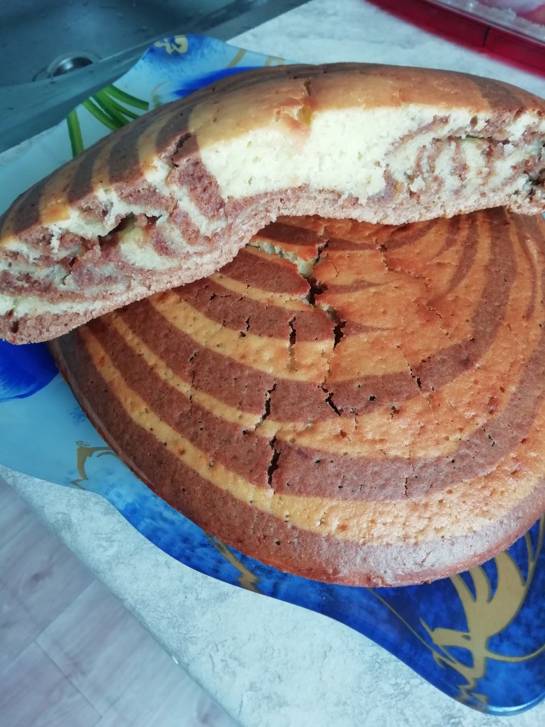 Торт-пирог зебра на кефире