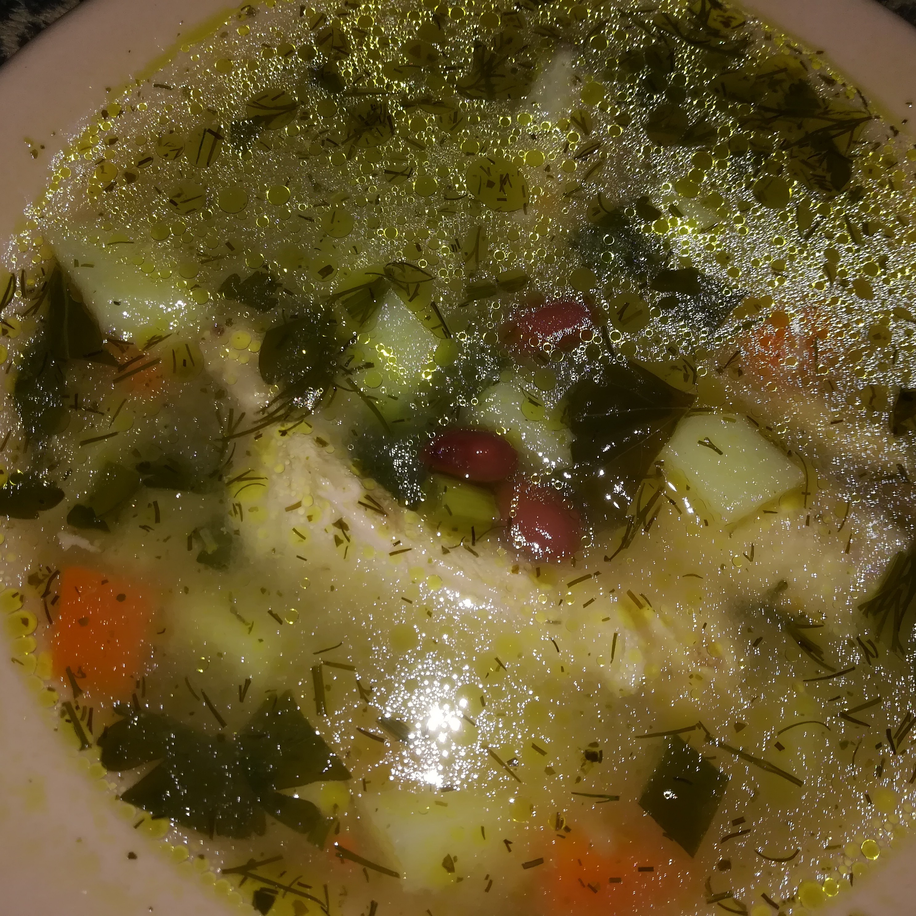 Суп с курицей вермишелью и белой фасолью
