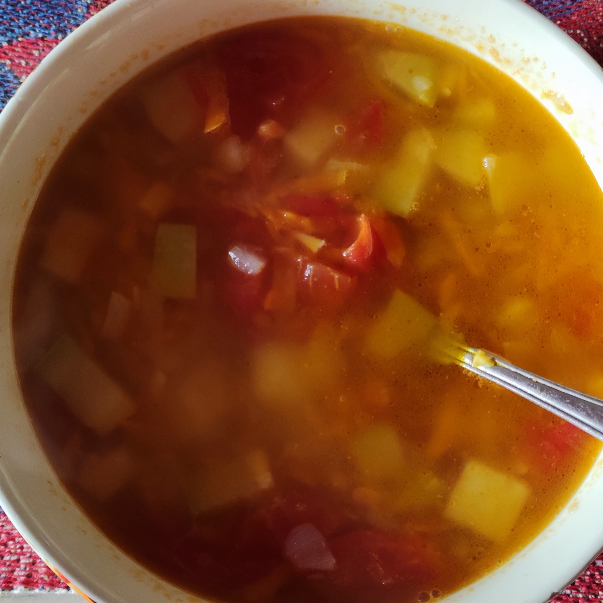 Постный суп из кабачков и помидоров с картошкой