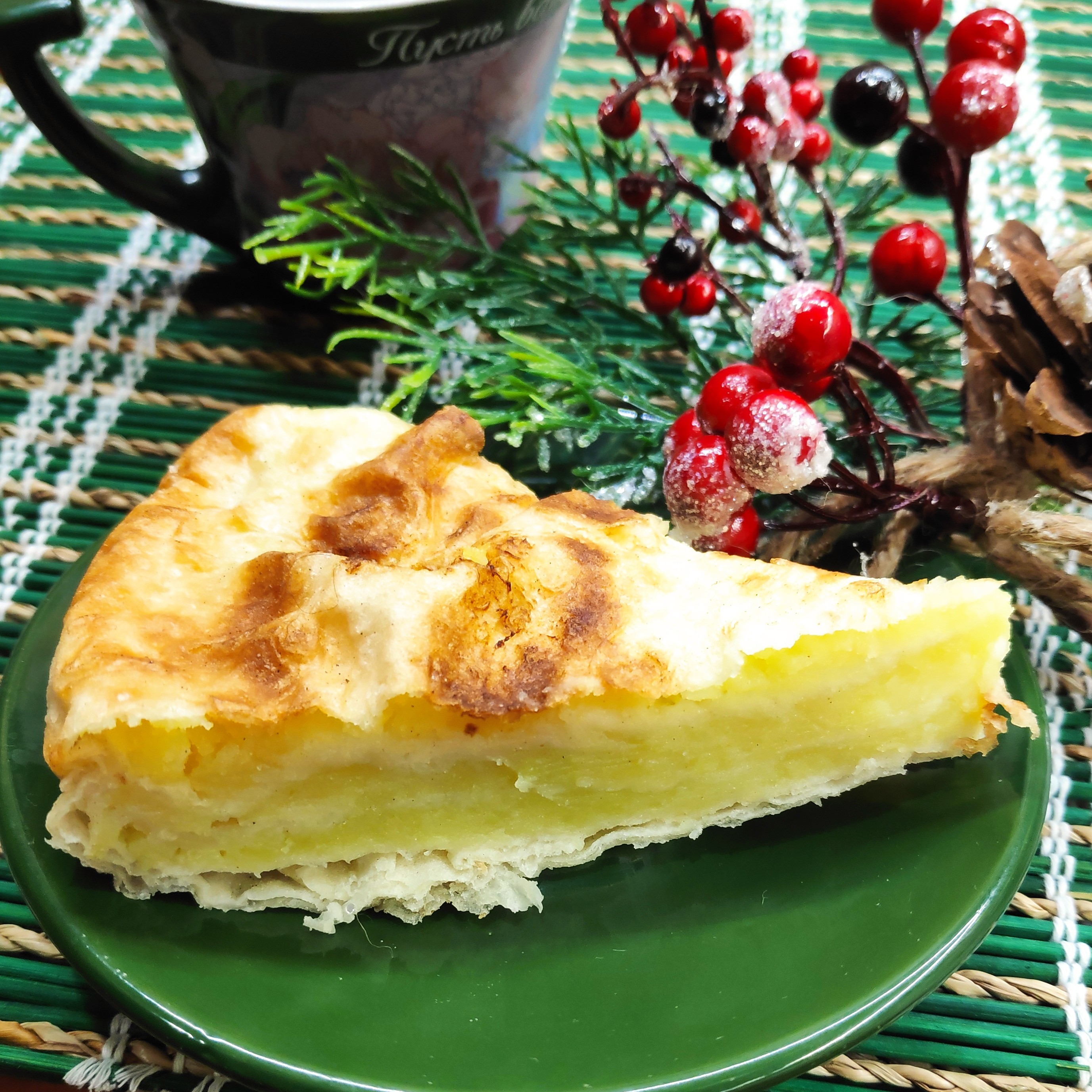 Ленивый пирог с сыром и картофелем из лаваша