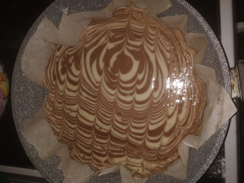 Пирог "Зебра" на сковороде