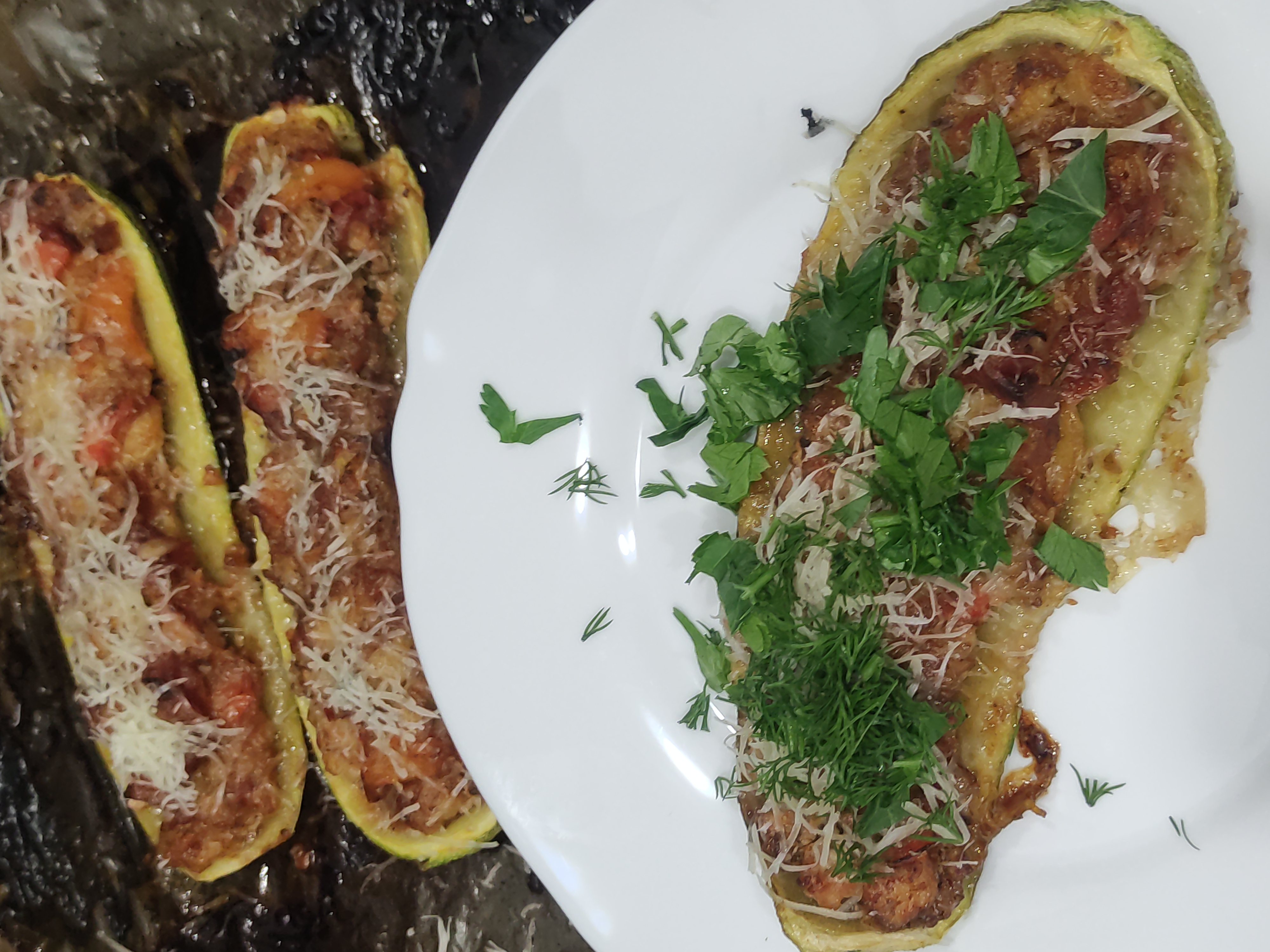 🌱 Кабачки фаршированные фаршем, запечённые в духовке 🌱