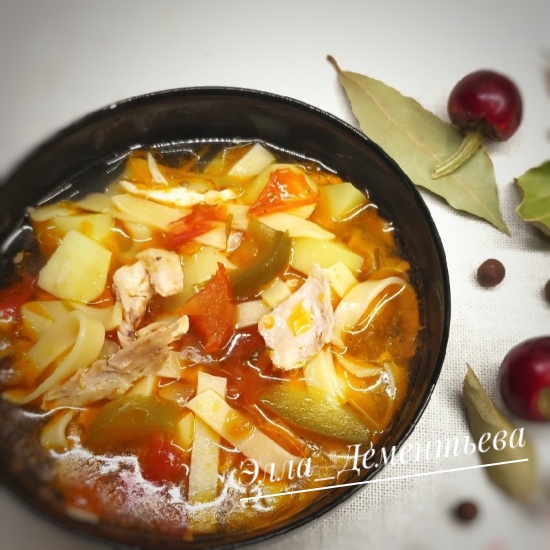 Суп с лапшой на домашней курице