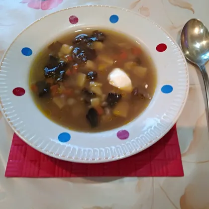 Суп с лесными грибами и рисом