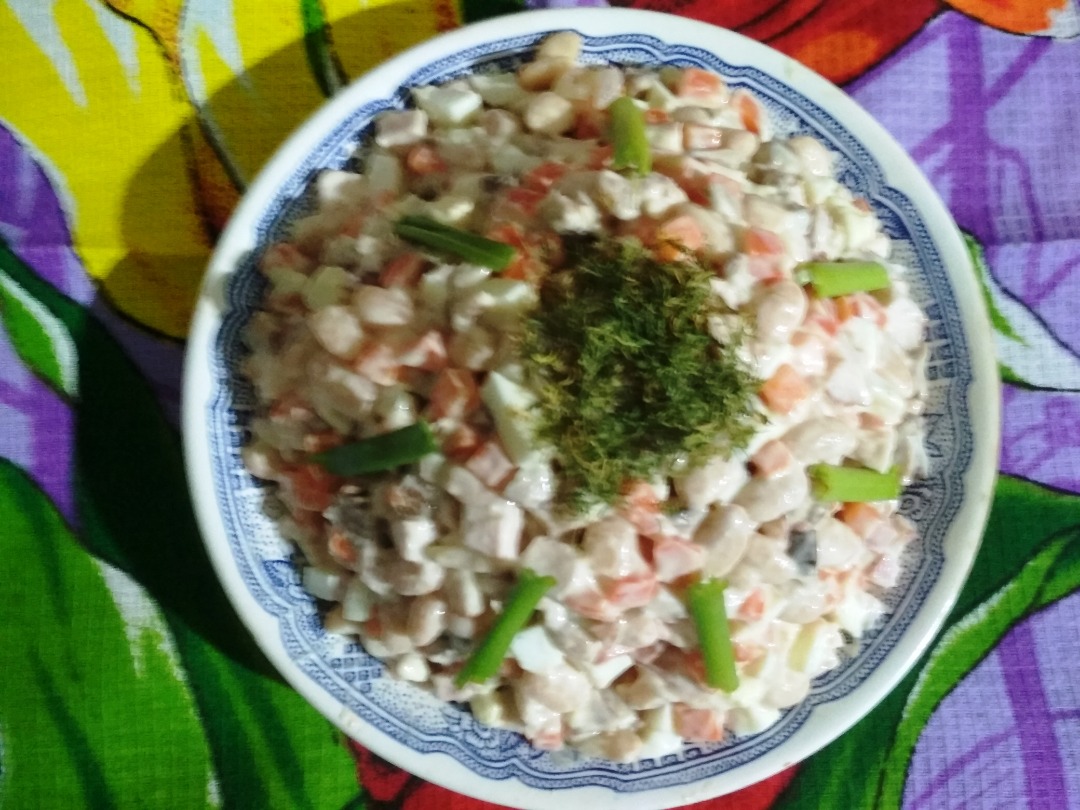 Салат с ветчиной и грибами, рецепты с фото