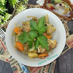 Свиные рёбра с овощами в мультиварке 