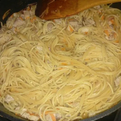 Быстрые спагетти на сковороде