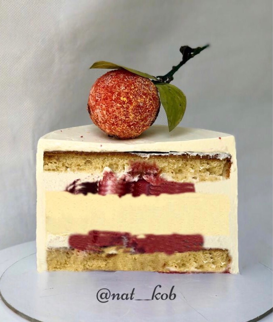 Тортик с ягодной начинкой и чизкейком❤️