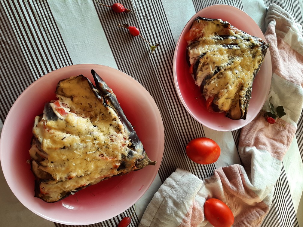 Запеченные баклажаны веером с сыром и помидорами в духовке простой рецепт пошаговый