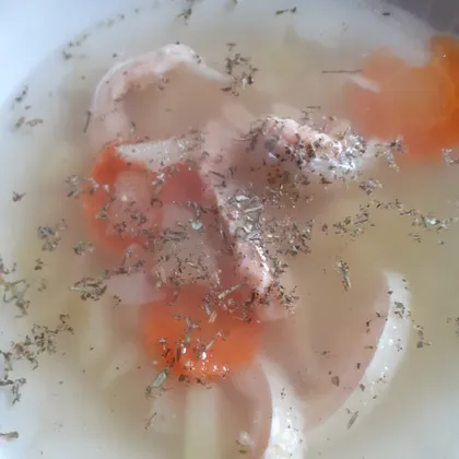 Картофельный суп с брюшками семги