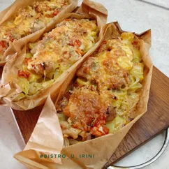 Лодочки с курицей и картофелем