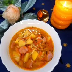 Быстрый суп с сосисками