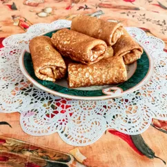 Дрожжевые блины с творогом