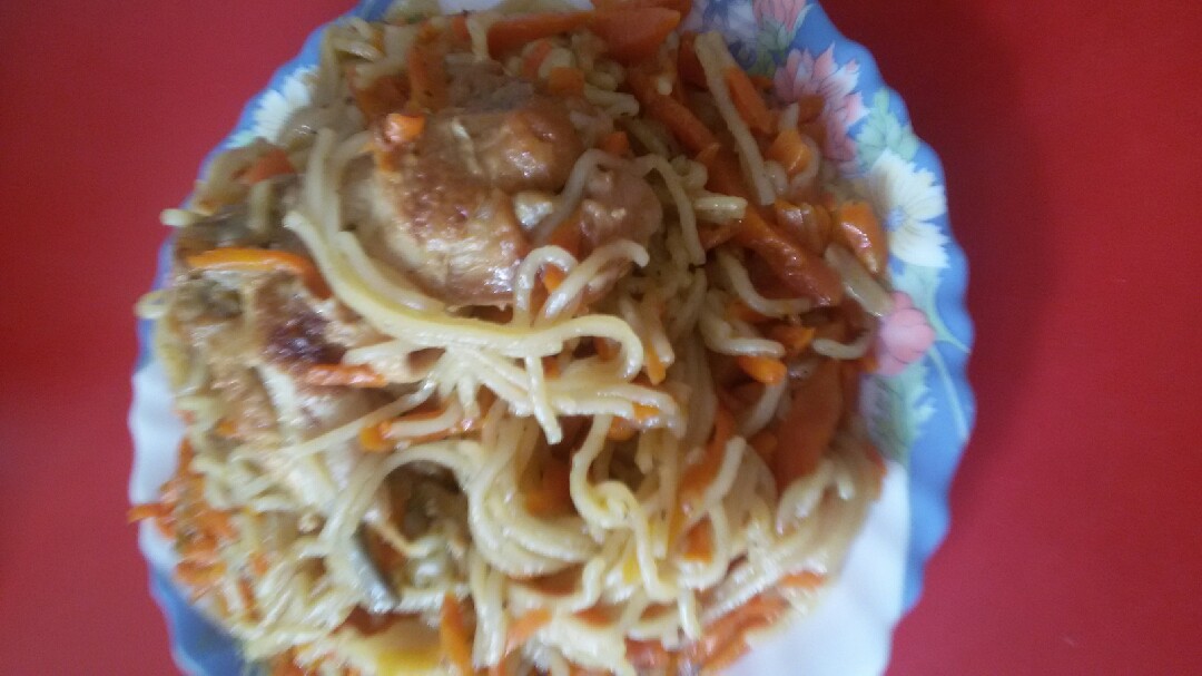 ♡Плов из макарона с курицей♡