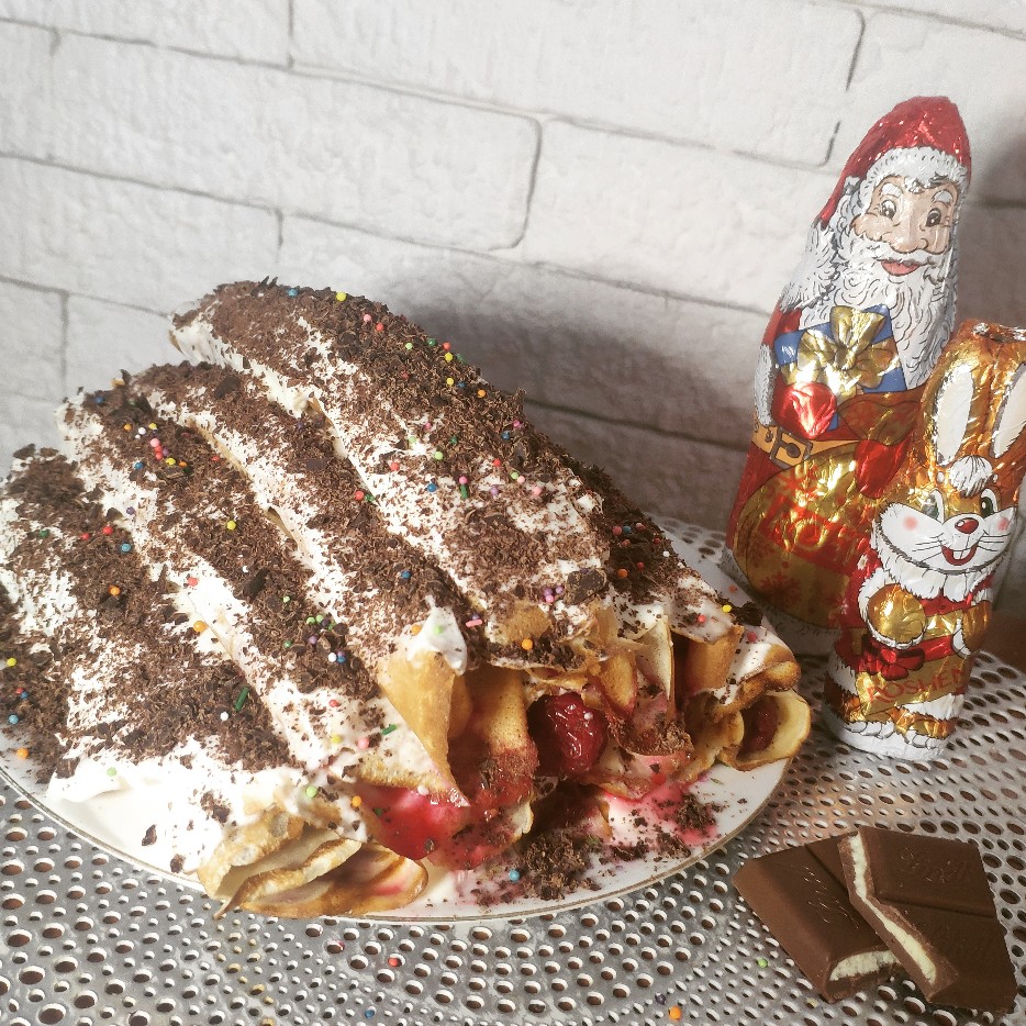 Торт Дрова под снегом с вишней простой рецепт пошаговый
