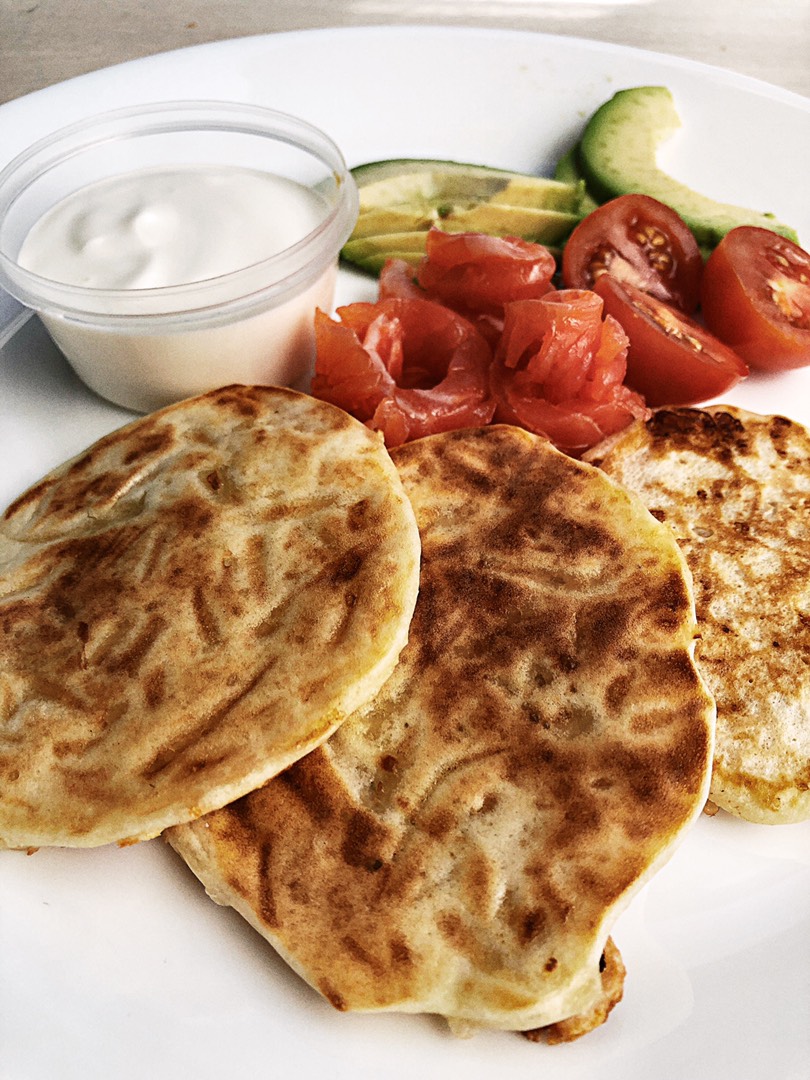 Оладьи с сыром и ветчиной