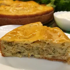 Заливной пирог с курицей и рисом