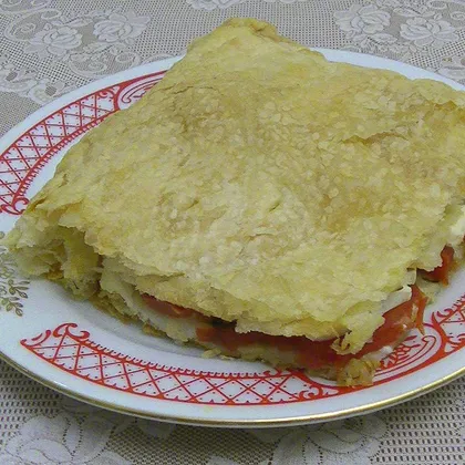 Легкий пирог с помидорами и брынзой