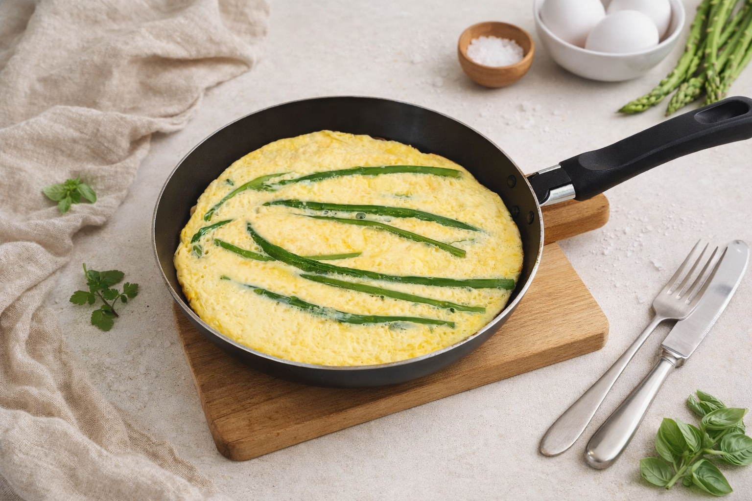 Омлет со спаржей