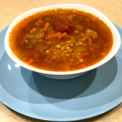 Суп из красной чечевицы с томатами в собственном соку