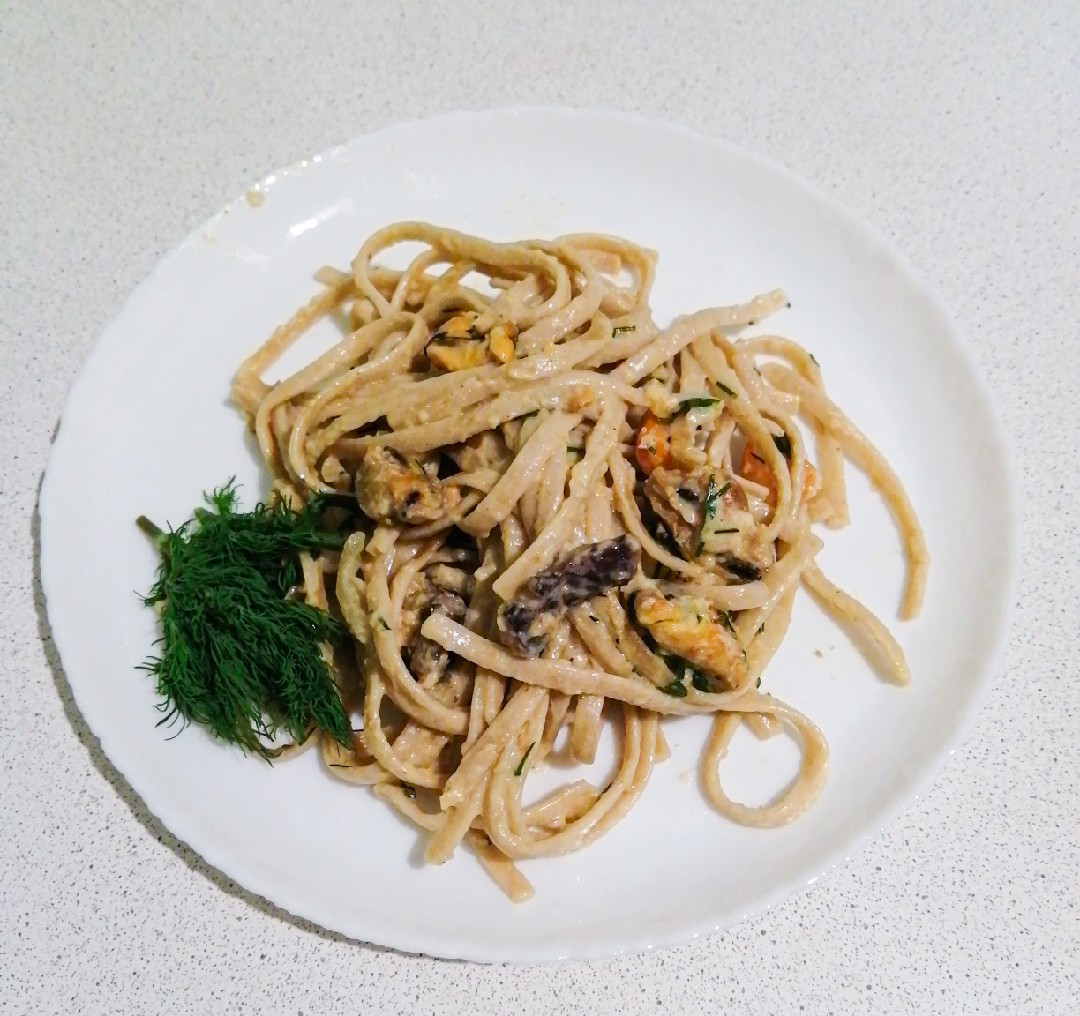 Step-by-step recipe with photos of spaghetti with seafood - cook with Federici