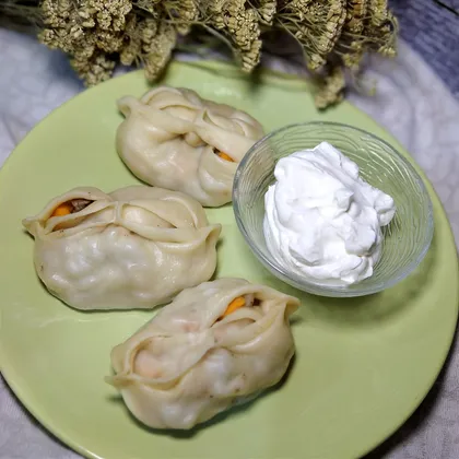 Манты с тыквой и мясом