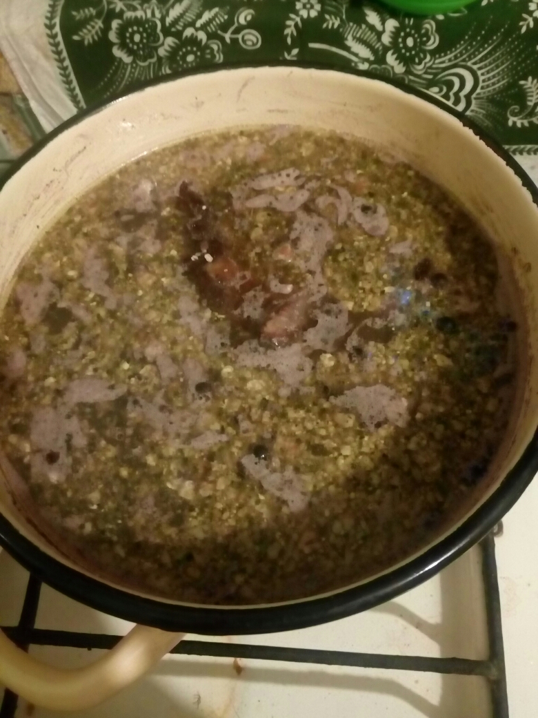 Cуп из фасоли с грецким орехом и чесноком