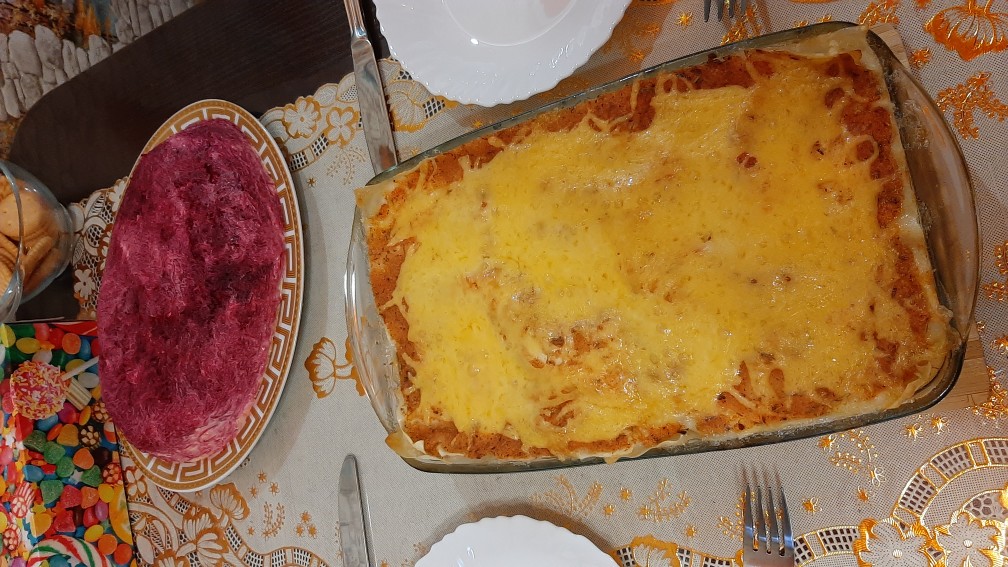 Лазанья с шампиньонами и сыром