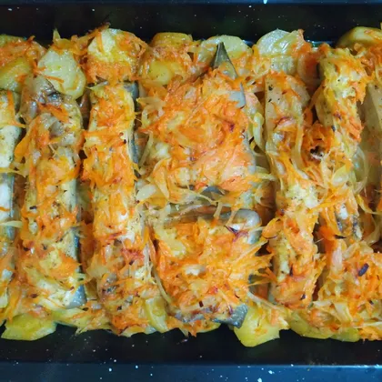 Стейки пангасиуса запечённые с картошкой