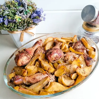 Картофель с курицей в духовке