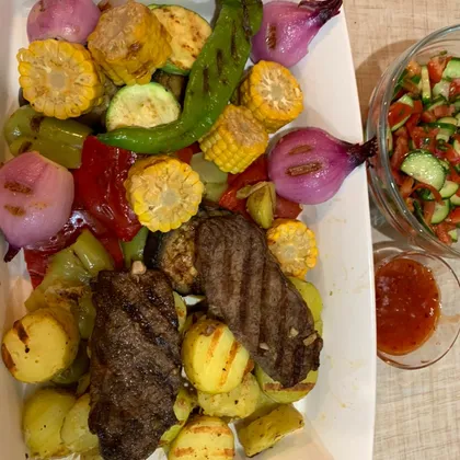 Мясо и овощи гриль (электро) + бонус салат ачичук (ачик-чучук)