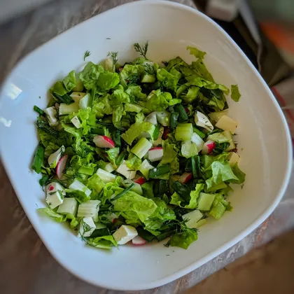 Свежий салат с фетой и редисом