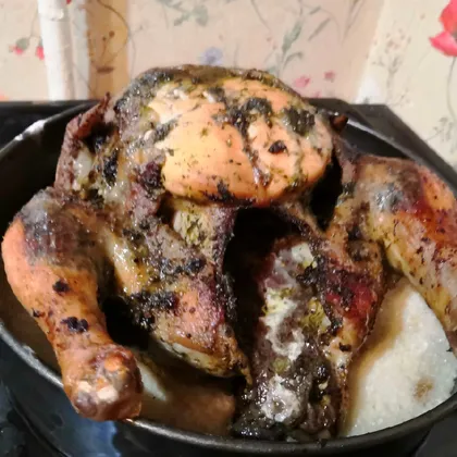 Домашняя курица запечённая в духовке на соли