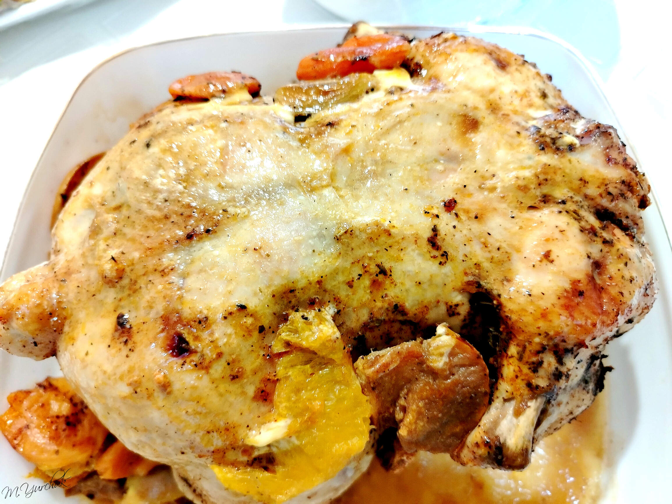 Курица с айвой, курагой и апельсинами 