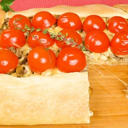 Вкуснейший мясной пирог с грибами и помидорами | Delicious meat pie with mushrooms and tomatoes