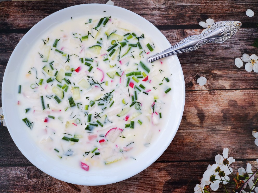 ПП- Окрошка на кефире с минеральной водой