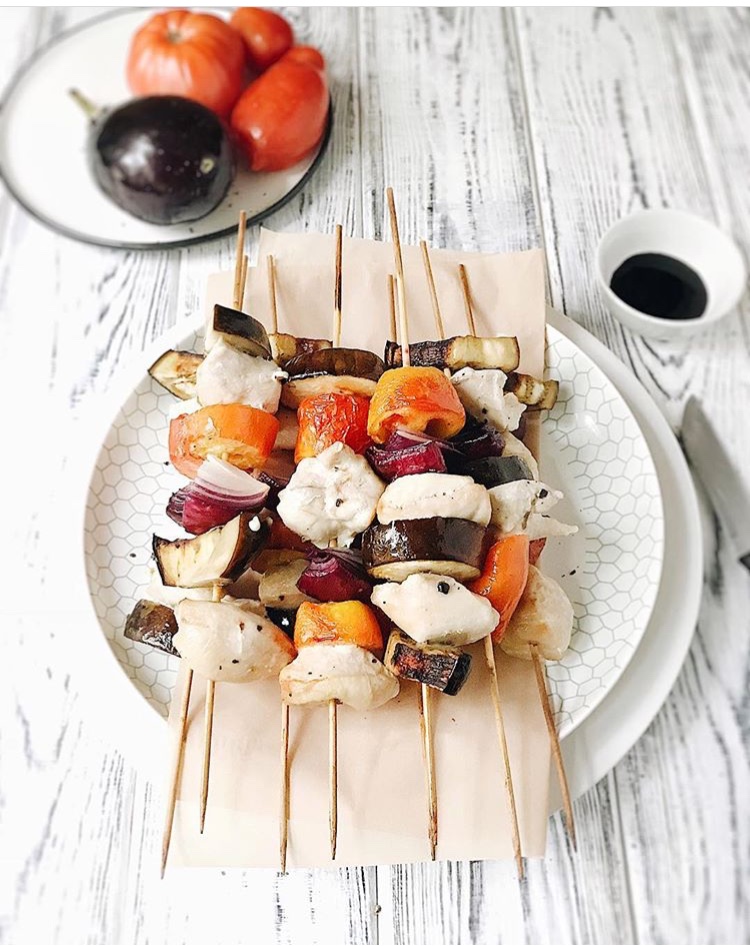 Куриные шашлычки с овощами